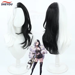 Rosanna Cosplay Wig Anime NIKKE:The Goddess of Victory White Black Long Heat Resistant Synthetic Hair Party Wigs + Wig Cap
