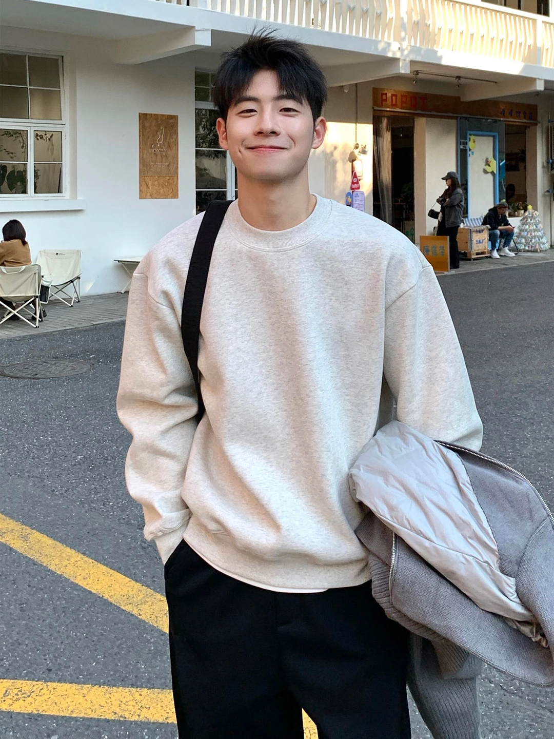 

Мужская толстовка с круглым вырезом, на флисовой подкладке, утепленная, с длинными рукавами, осенне-зимняя, теплая, комфортная, повседневная, в американском стиле, базовый слой.