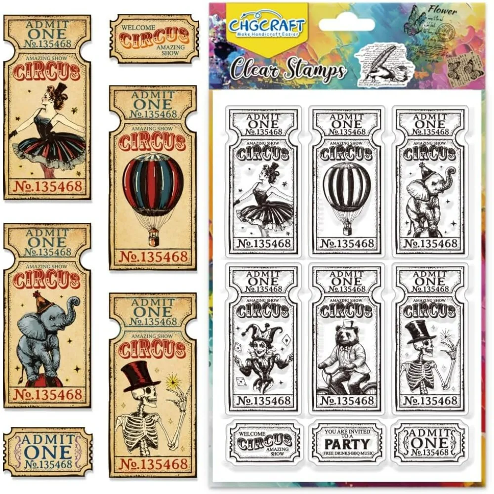 Zirkus Vintage Tickets Klare Stempel Porto Transparente Stempel Silikon Klare Stempelsiegel für DIY Scrapbooking Fotoalbum