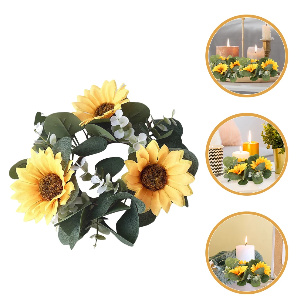 

2pcs Artificial Sunflower Wreath Eucalyptus Leaves Ring Spring Summer Decor Farmhouse Indoor Outdoor Rustic