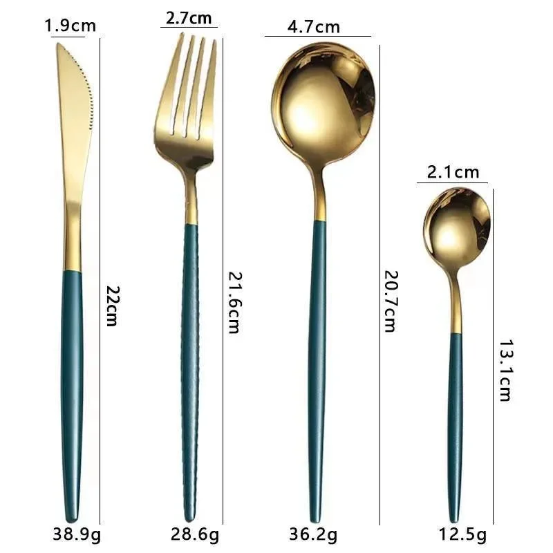 24pcs Gold Dinnerware Set Stainless Steel Tableware Set Knife Fork Spoon Flatware Set Dishwasher Safe Silverware Cutlery Set