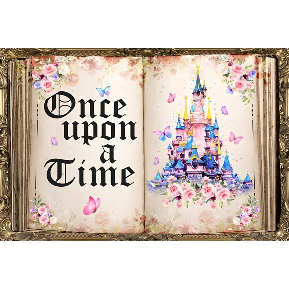 Fairy Tale Books Photography Backdrop Once Upon A Time Castle Flower Wedding Girl Princess Birthday Party Decor Photo Background