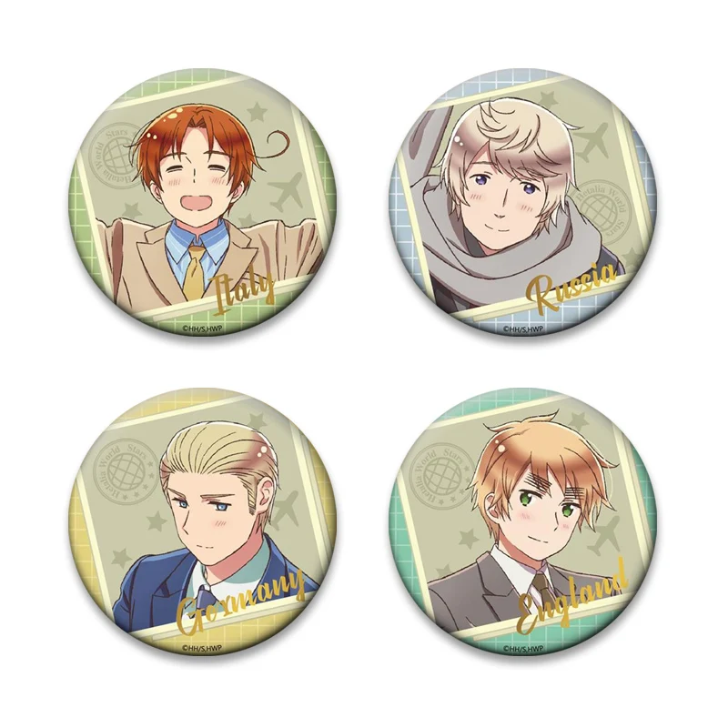 Anime Hetalia World Stars Pins Cartoon Figure Feliciano Vargas,Ludwig,Kiku Honda Brooches Cosplay Badge Backpack Accessories