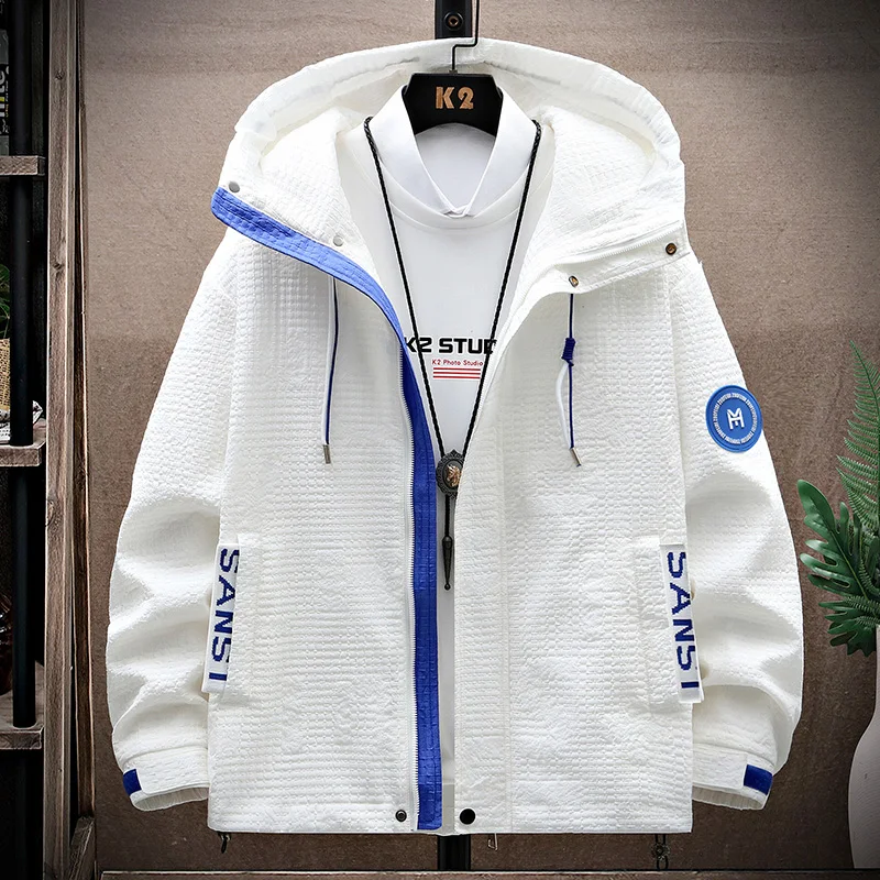 

Мужская повседневная толстовка на молнии из полиэстера, свободного кроя, для студентов, весна-осень 2024, новая коллекция, трендовая модель...