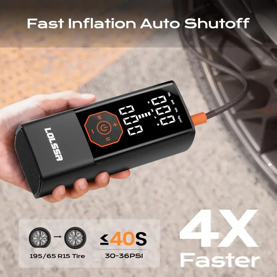 

Inflator Portable Air Compressor Air Pump for Car Tires Cordless Electric 180PS for Car, Motorcycle, Bike, Ball, with Tire Gauge