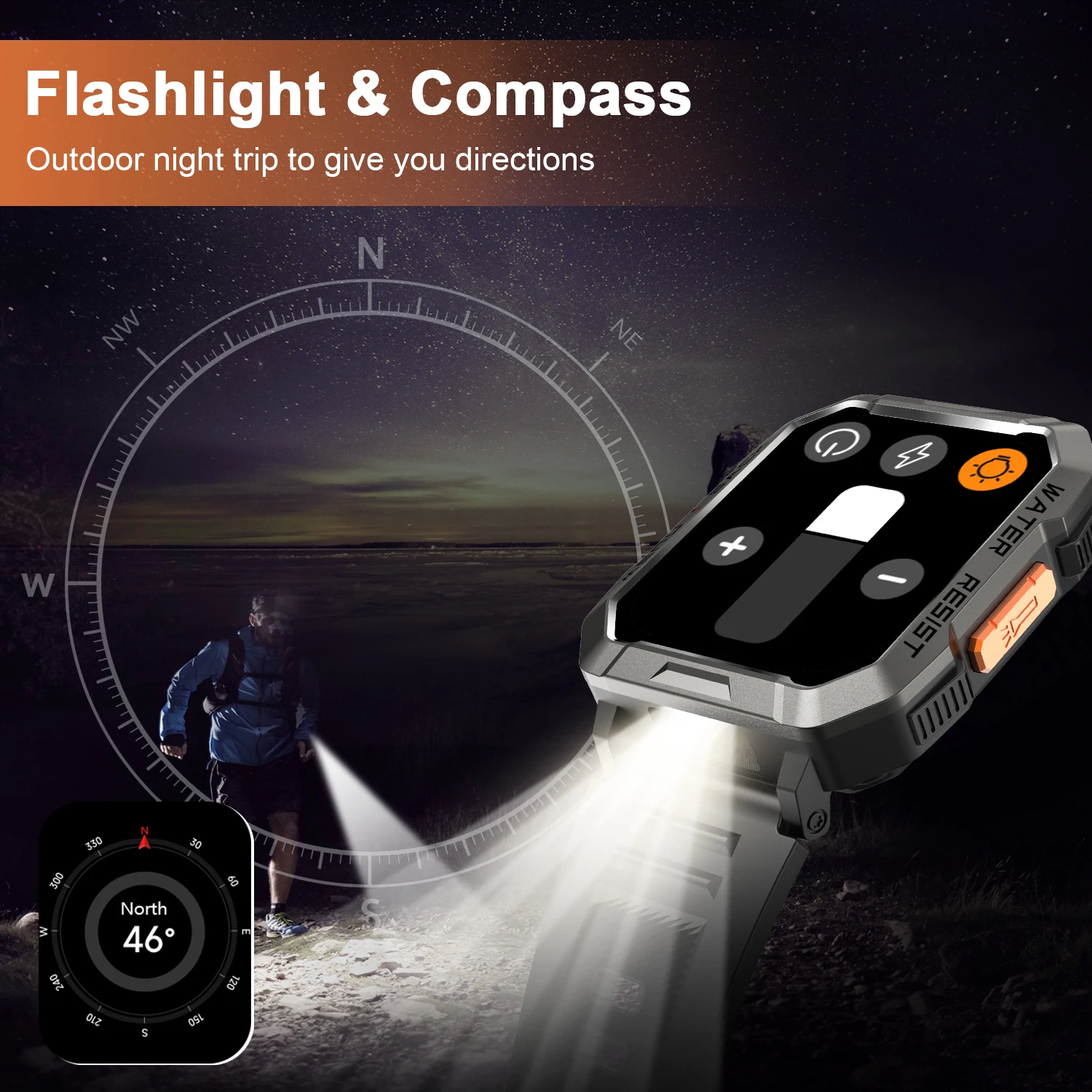 ساعة ذكية Blackview مقاومة للماء للاستخدام الخارجي مع ضوء الطوارئ وبطارية 900 مللي أمبير في الساعة وشاشة 2.01 بوصة عالية الدقة وساعات بلوتوث للرجال والنساء