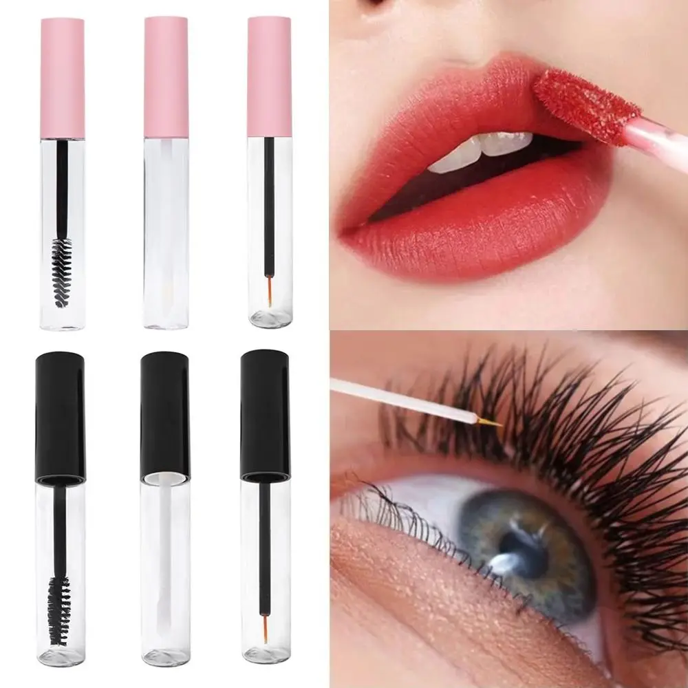 1pc 10ml Empty Round Lip Gloss Tube With Wand Applicator Refillable Plastic Lipstick Lip Balm Bottles Vials DIY Container New