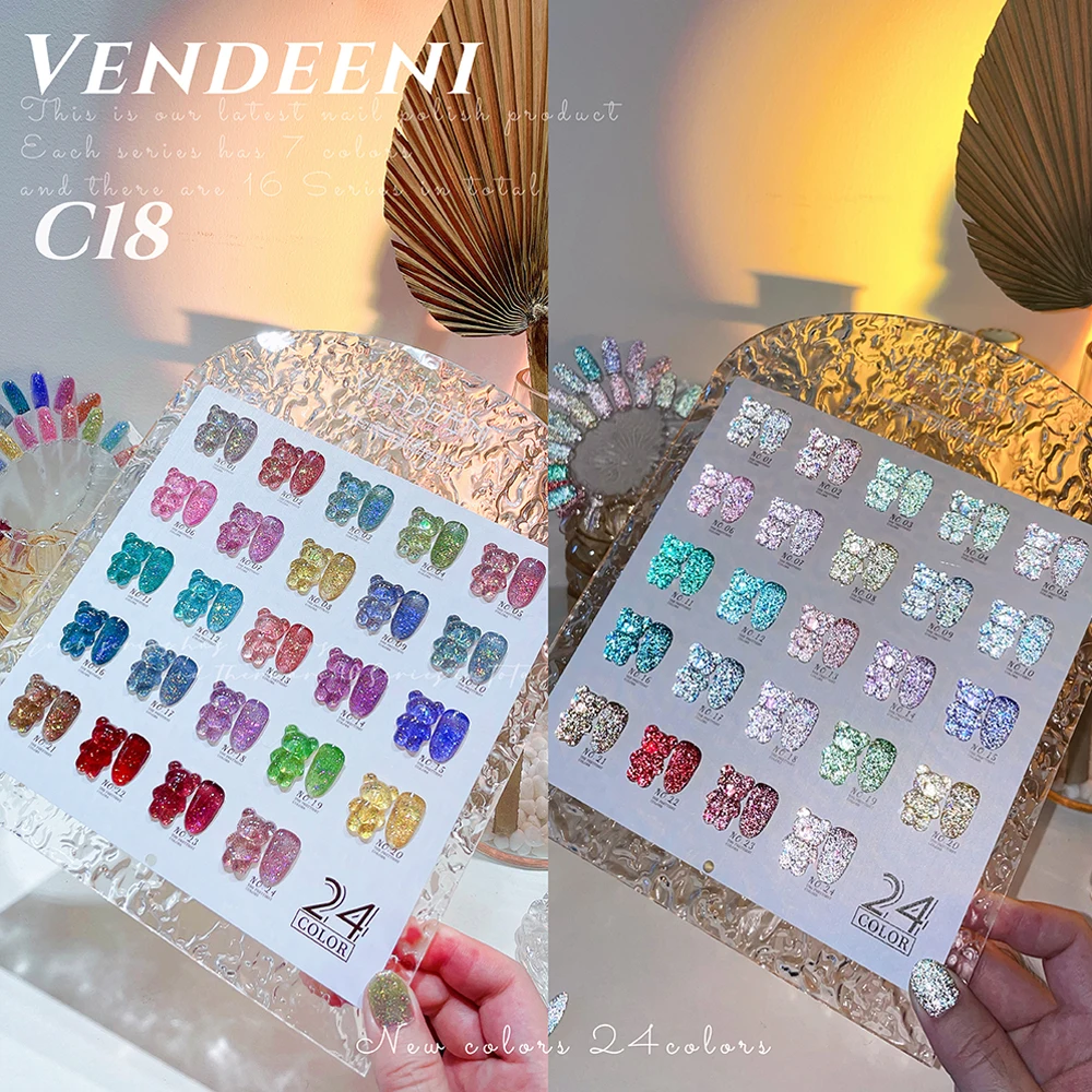 Vendeeni 24 Farben Sternenhimmel Glitzer Gel Nagellack TPO/HEMA FREI Semi-Permanenter UV LED Gel Lack Flash Nail Art Gel Nagellack – Detail 11