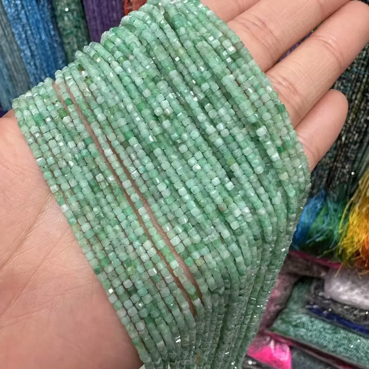 

Natural 3A Emerald Gemstone Faceted Cube 3*3mm Loose Beads Making DIY Bracelet Necklace for Jewelry Accessories Wholesale