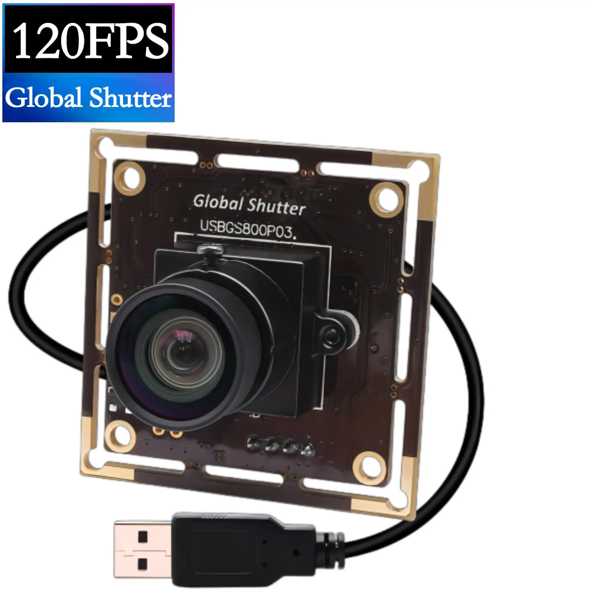 ELP  Global Shutter 800P 120fps High Speed Monochrome Black and White OV9281 Sensor UVC HD USB Camera Module for Eye Tracking