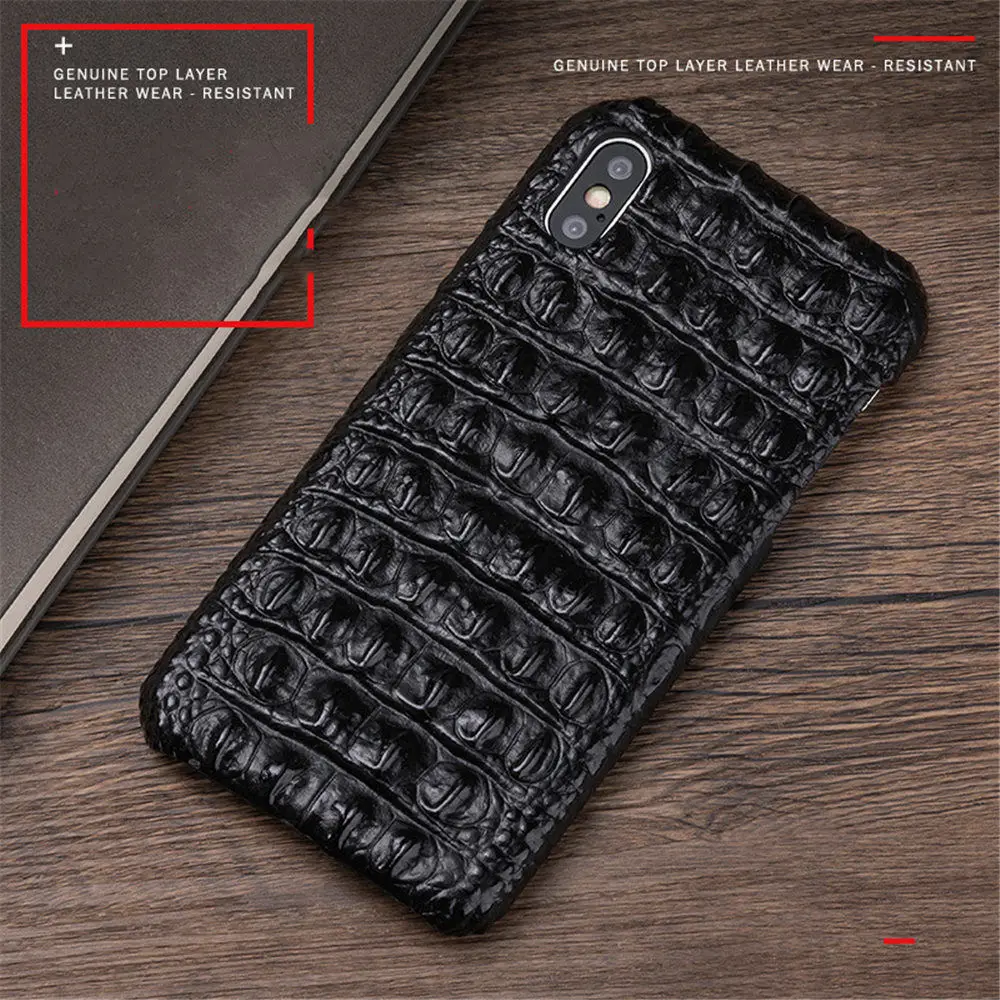 

Premium Cowhide Leather 3D Crocodile Pattern Case For iPhone 13 14 15 16 Pro Max Business Cover