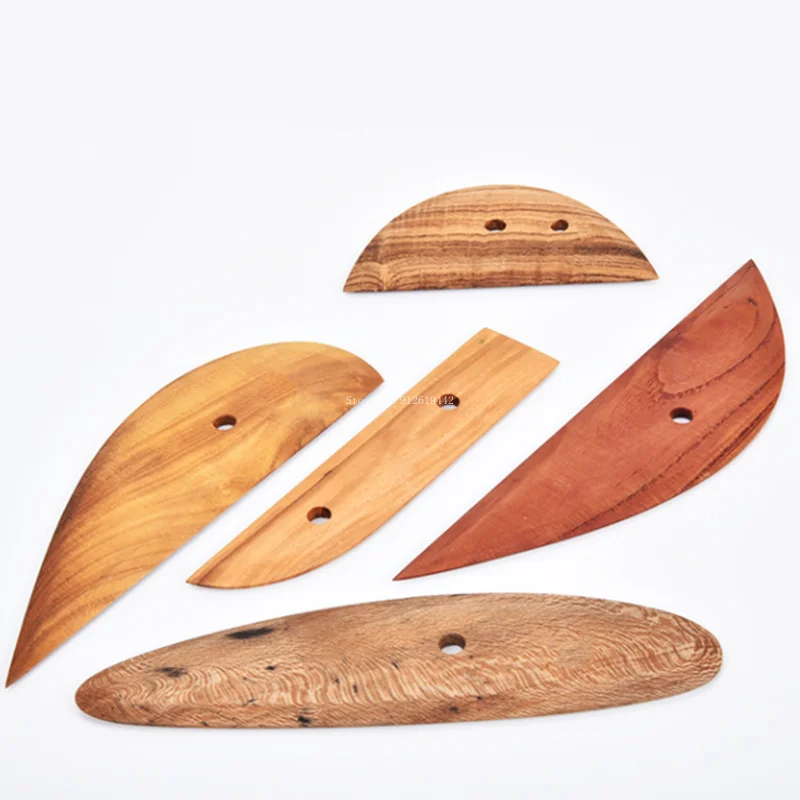 14-piece Set of Pottery Tools Wooden Scraper DIY Pull Blank Repair Blank Clay Sculpture Hand-made Scraper Set Oval Right Angle