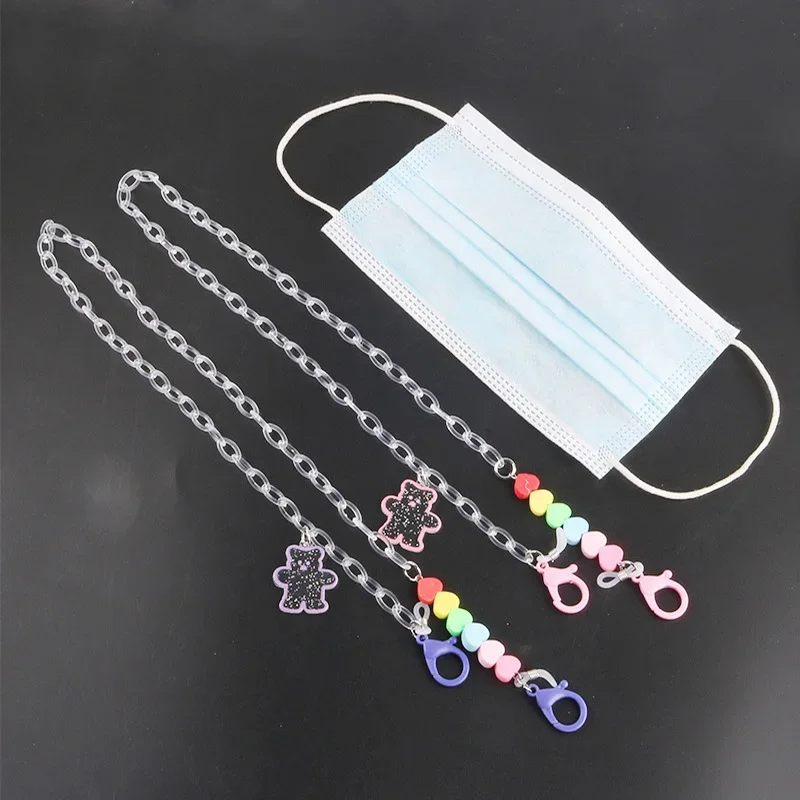 

Children Little Bear Anti-lost Glasses Chain New Fashion Heart-shaped Acrylic Student Mask Lanyard Holder Neck Strap for Women