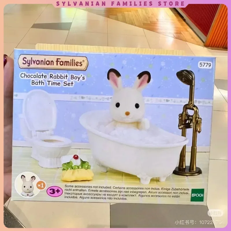 

Sylvanian Families Anime Girl Figures Calico critters ternurines Authentic Furniture Set chocolate rabbit boy bath time set
