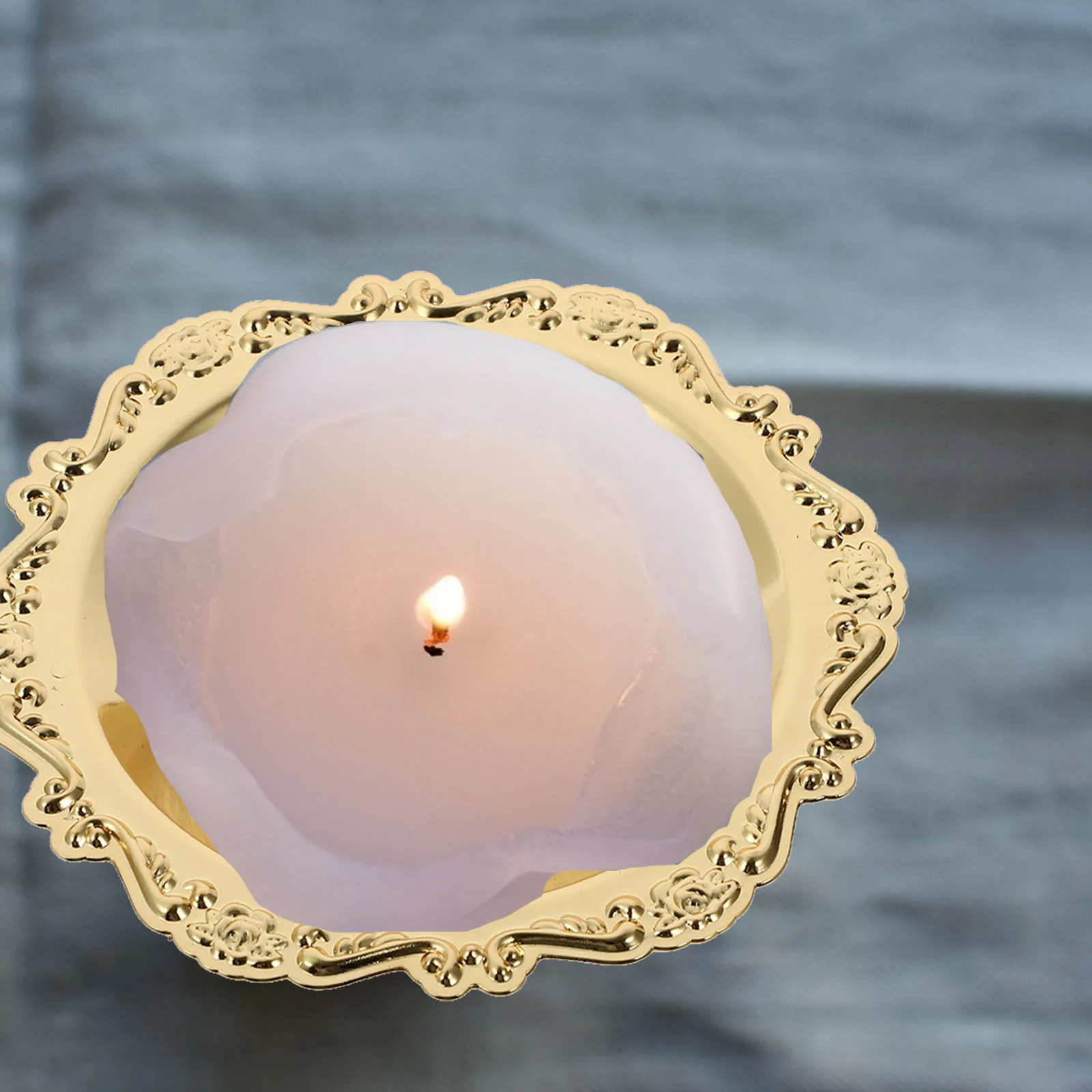 

Retro Tray Iron Craft Vintage Home Decor Golden Wrought Round Tealight Holder Desktop Storage Container for Living