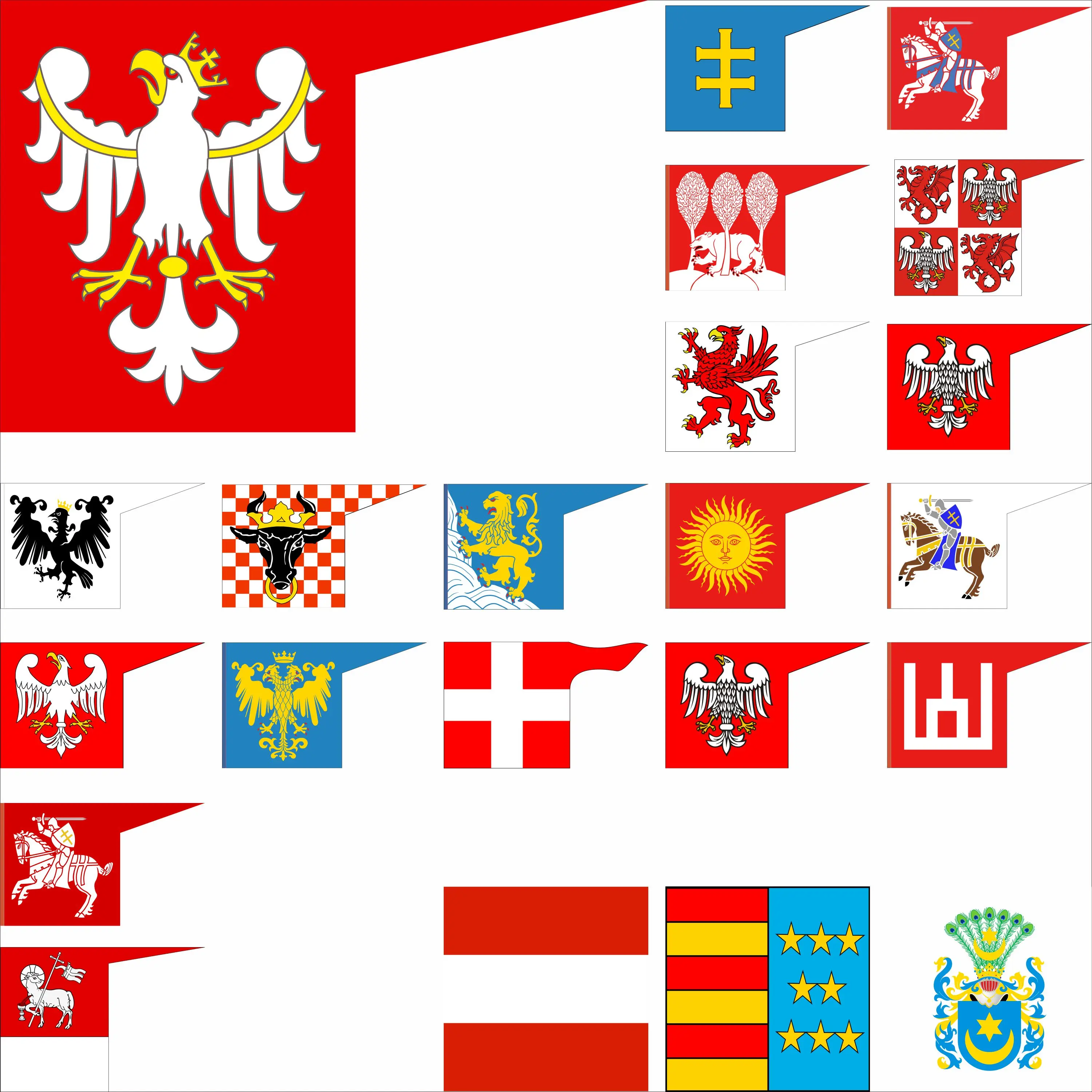 Alex K Grundwald flag Kingdom of Poland Banner Halicz 3x5ft 90x150cm 4X4FT Double sided printing Lwów or Kališ and Chełm flag