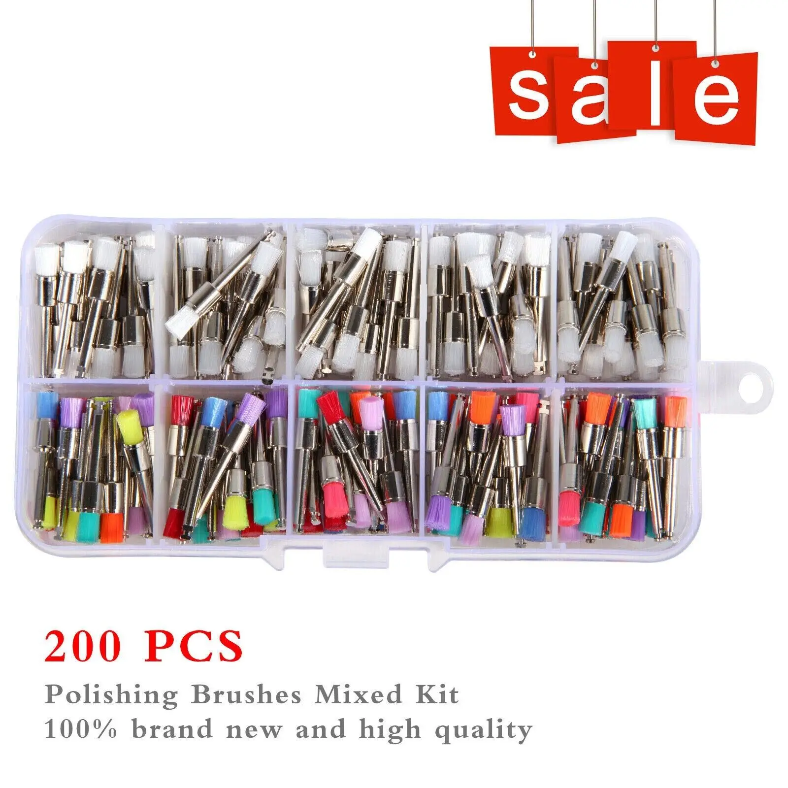 

200PCS/1Box Dental Nylon Polishing Flat Latch Polisher Prophy Brush Disposable mixed