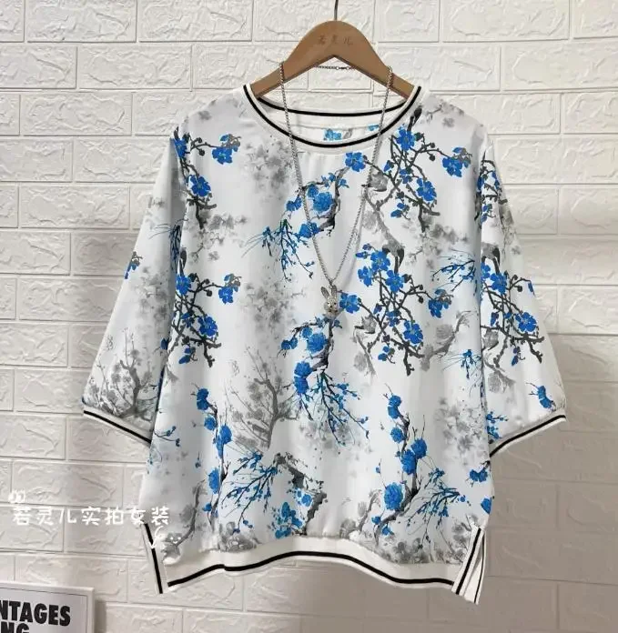 Summer Women Print Blouses  Blusas Rojas Mujer Half Sleeve Shirt Women Size Top Mujer