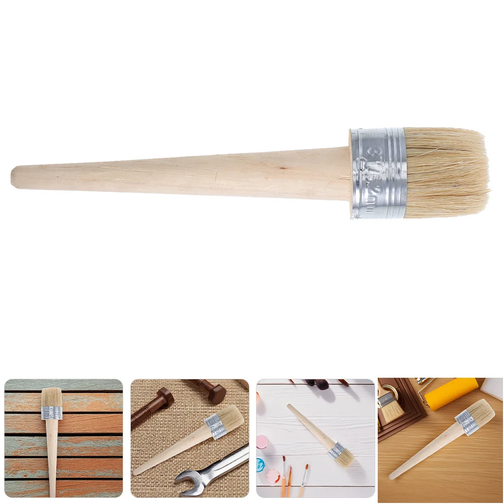 

2Pcs Round Paint Brush 50mm Wax Brush for DIY Furniture Painting Craft Art Home Decor Walls Doors Application
