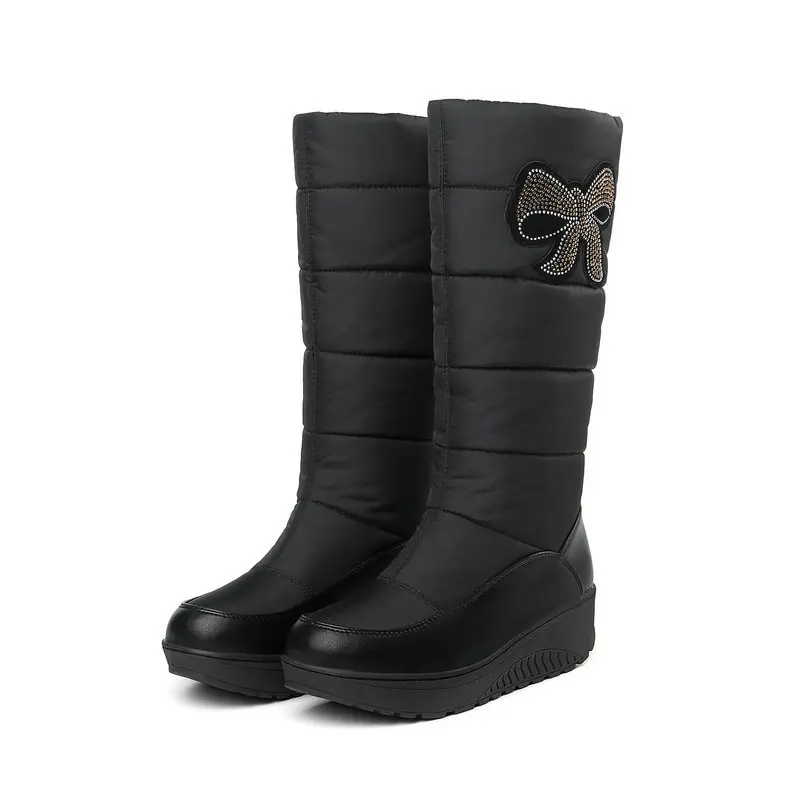 Warm Fur Plush Down Snow Boots Women Winter 2023 Women Shoes Waterproof Comfortable Women Mid Barrel Boots Black Red Plus Size