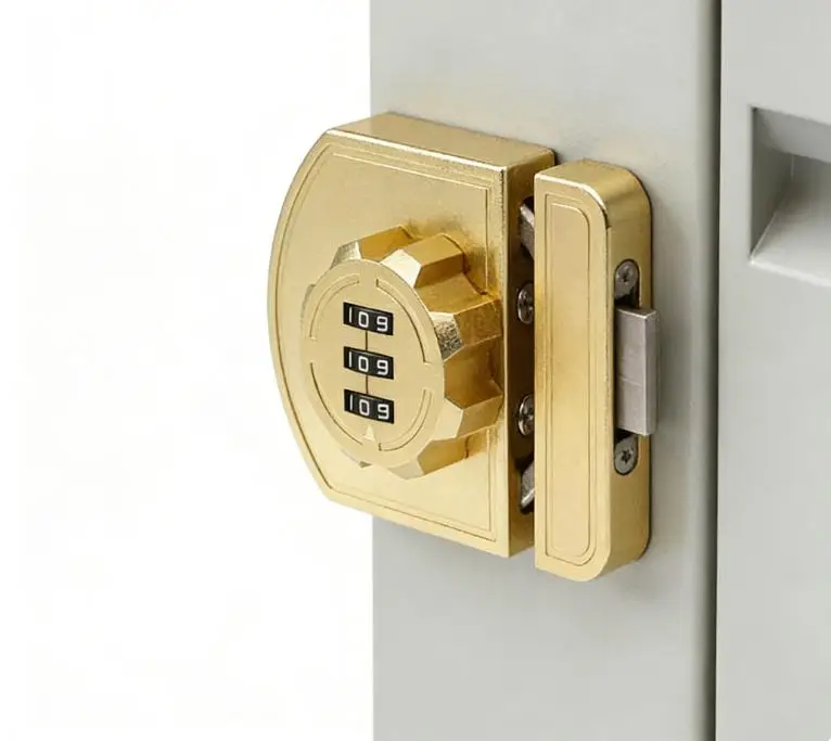 

Password Lock for Sliding Door For Drawer No Drill Installation Zinc Alloy Lock with Rotary Mechanism and Glow