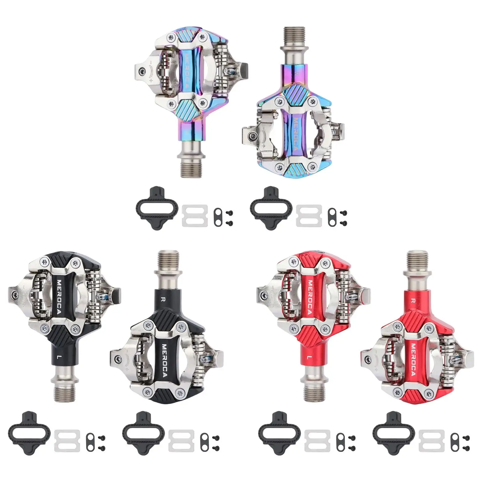 Bike Pedals Self Locking with Clips MTB Doubleside Clipless Pedal Cycling