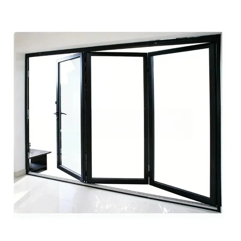 Impact Energy Saving Design  Aluminium Glass Bifold Exterior Folding Patio Doors Waterproof Windproof  For Home Garden