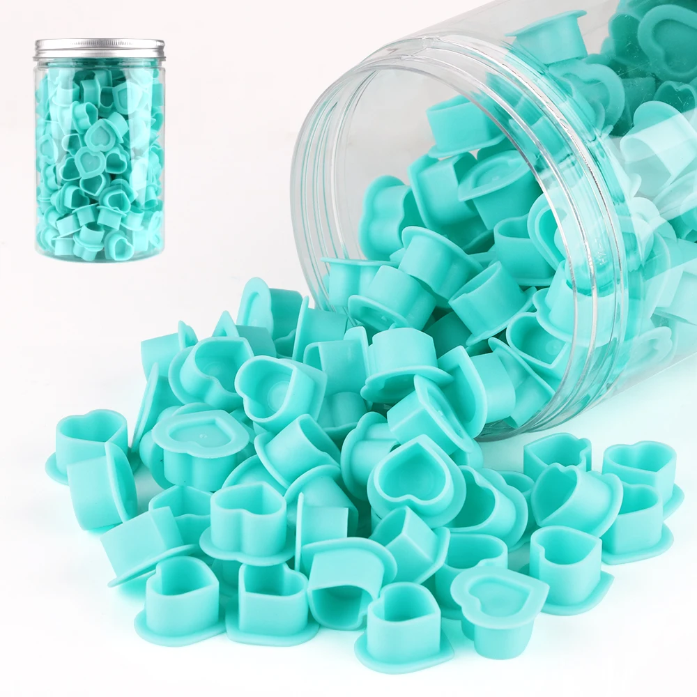 20/200Pcs Tattoo Silicone Heart Ink Cup Disposable Permanent Makeup Pigment Holder Container Cap Tattoo Ink Accessory for Artist