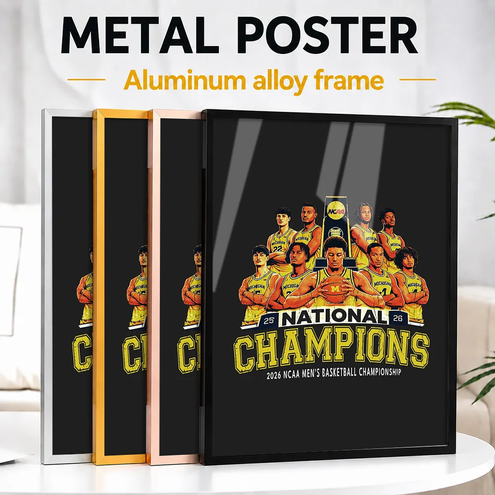 Michigan Champions 2026 Metal Poster With Aluminum Alloy Frame Personalized Photo Energetic Match Style Wall Art For Clubhouse