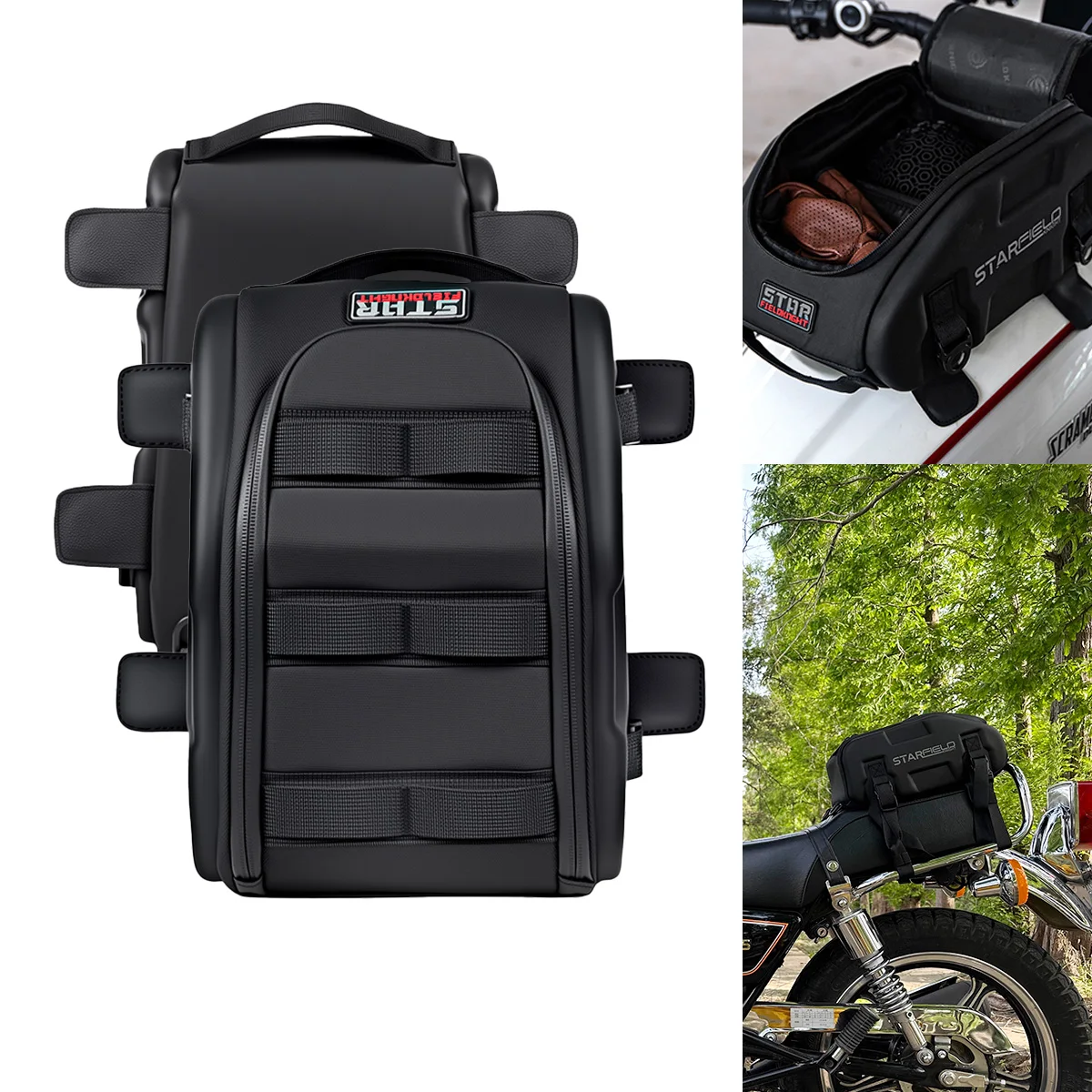 

Multifunctional Motorcycle Back Seat Pack Front Tank Bag Magnetic Attraction Oil Box Bag With Waterproof Cover
