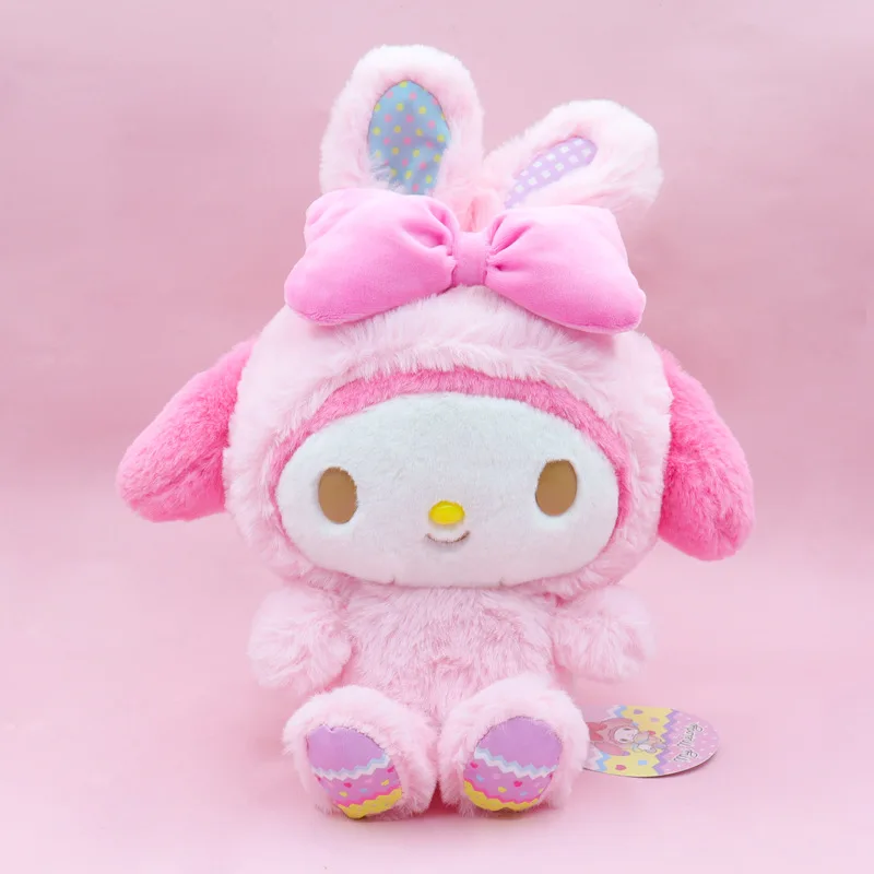 ตุ๊กตาคาวาอิ Sanrio Hello Kitty, ตุ๊กตาอะนิเมะ Kuromi 30cm เมโลดี้ plushie Cinnamoroll ของตกแต่งห้องของเล่นของขวัญอีสเตอร์สำหรับเด็กผู้หญิง