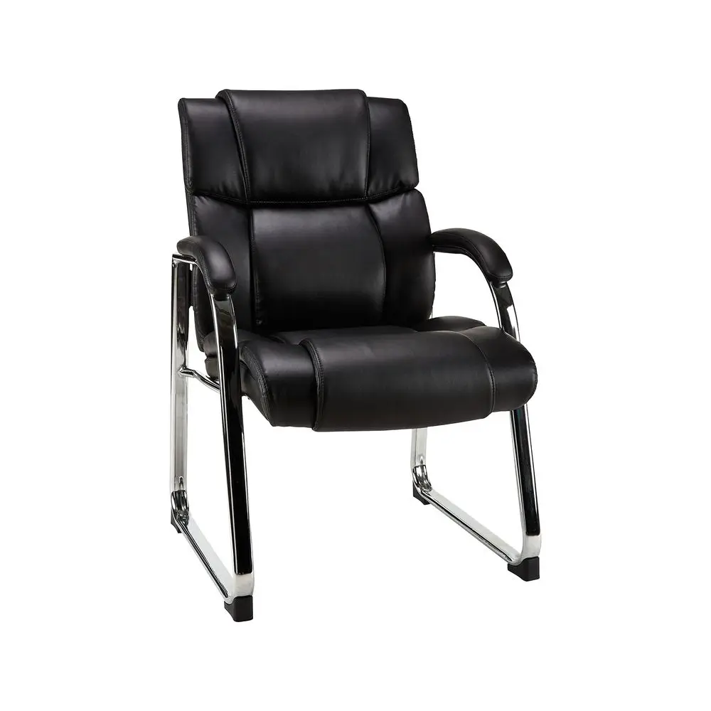 

Guest amp Reception Chair, Faux Leather, Black, 2Pack