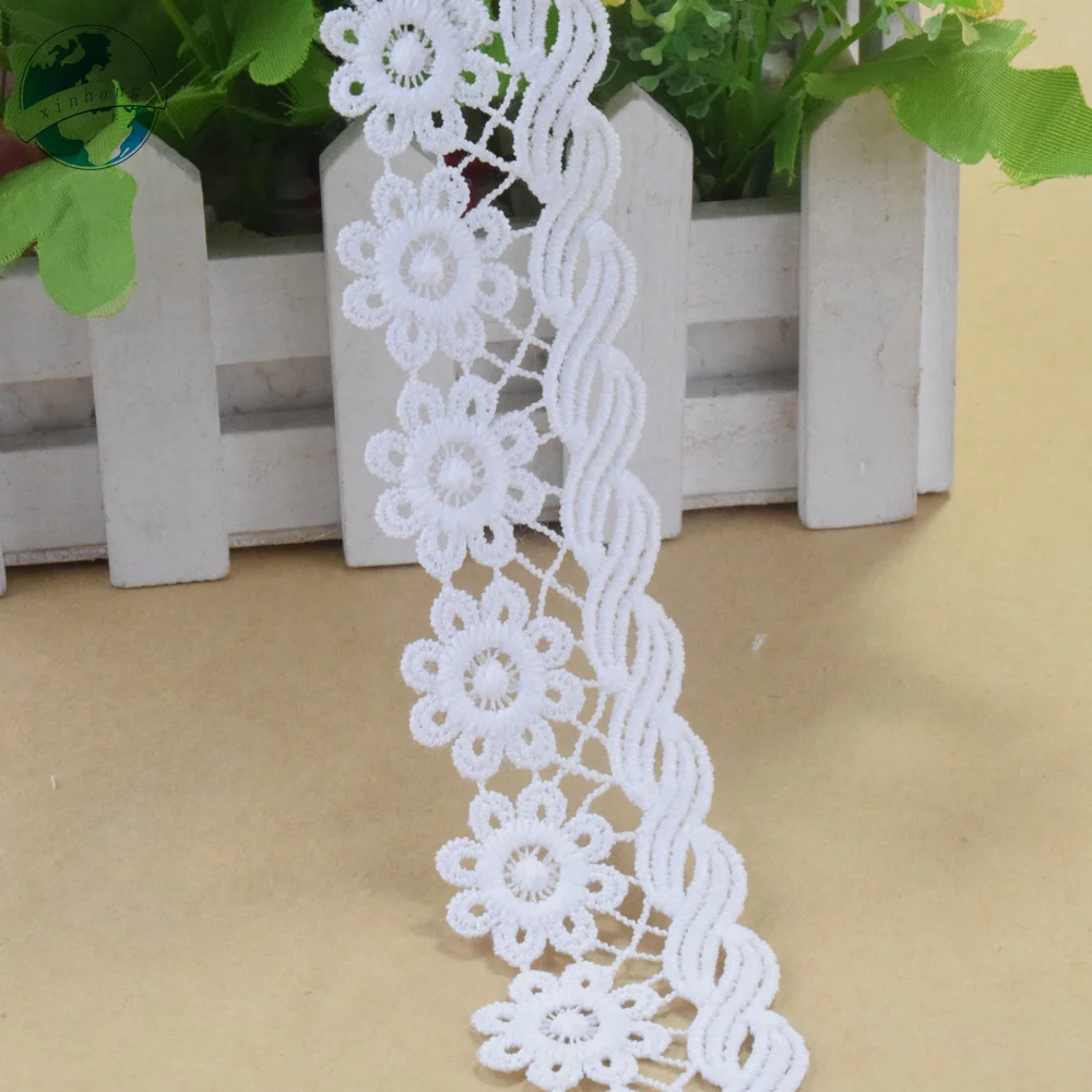 3.5CM Wide 100% Polyester Embroidery Lace Sewing Ribbon Guipure Trim Wedding Decoration DIY Dolls Dress Accessories Lace#4346