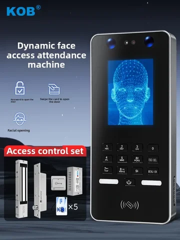 KOB Face Recognition Access Control System Integrated Machine Face Attendance Machine Fingerprint Password Magnetic Lock Set