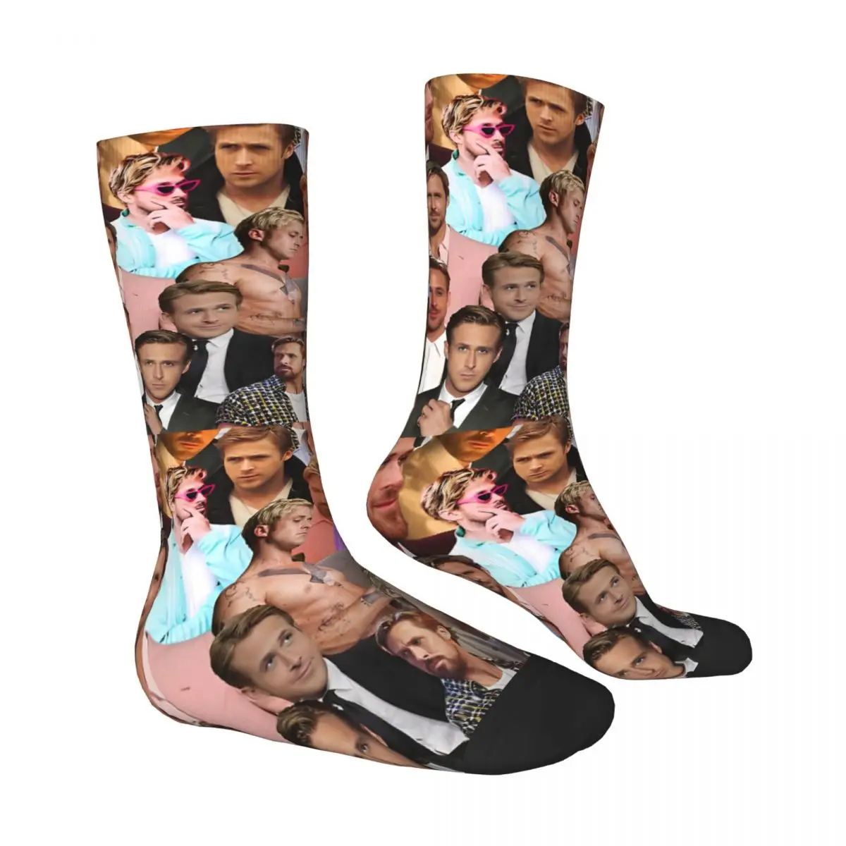 Couple Socks RYAN GOSLING photo Stockings Autumn Vintage Breathable Socks Custom Running Non Skid Socks