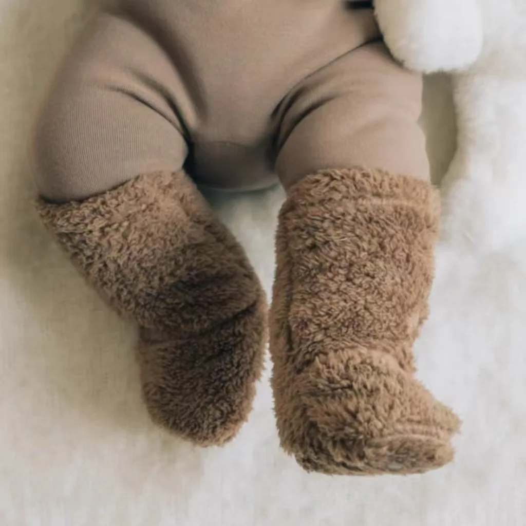 Baby Leg Warmers Coral Fleece Winter Warm Socks Non-Slip Floor Socks Knee-High Baby Footwea 0-3Y Baby Crawling Knee Protectorsr