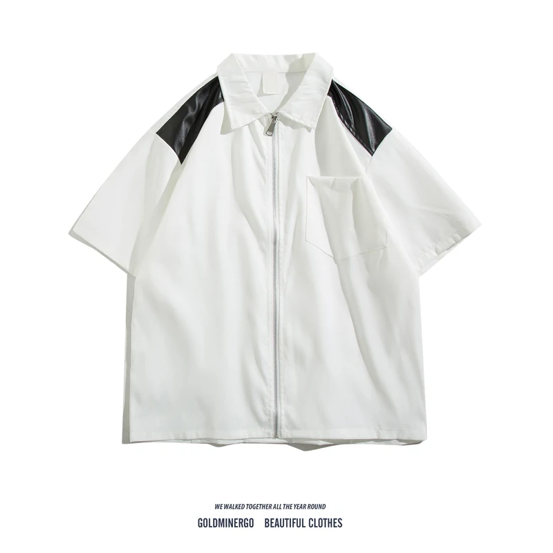 

Цветная блузка контрастная молния ort Sve Свободный крой Мужская irt Модный дизайн Летняя верхняя одежда Повседневная молодежная мода