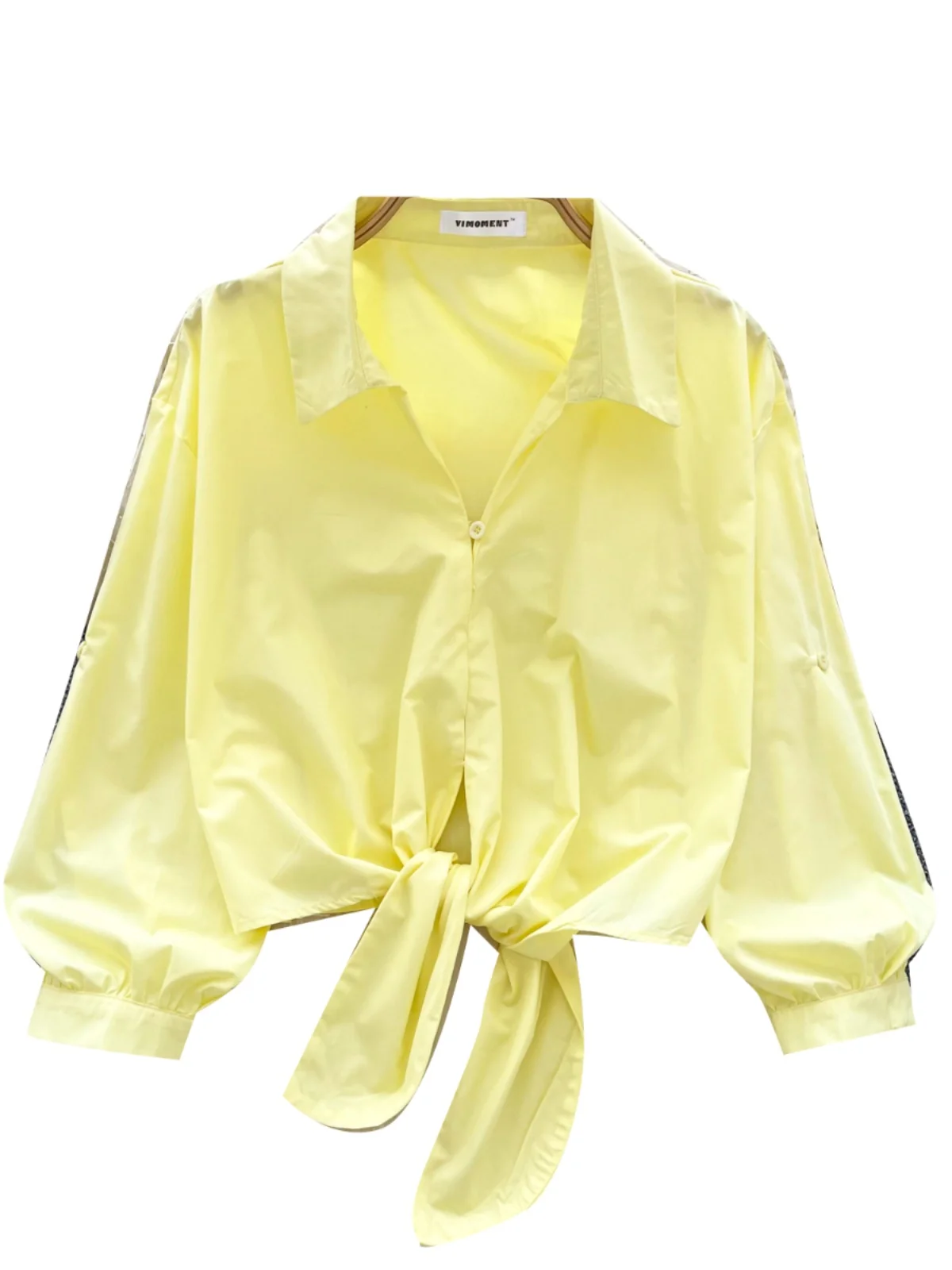 Ele Collar irt Damen Loose Bubble Sve Design Schlankheitsgürtel Casual Faion Top Korean Sle Long Sve