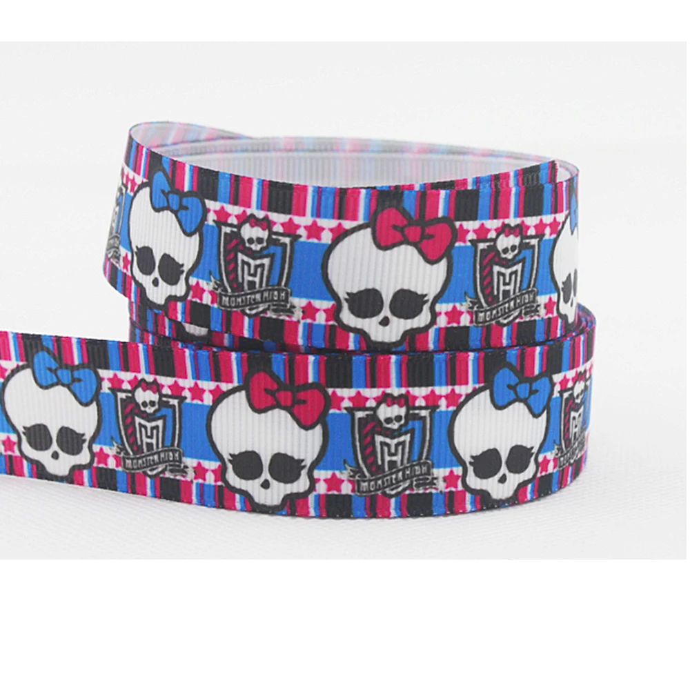 [IuBuFiGo] New 50yd Skulls ribbon,7/8 inch Printed Grosgrain ribbon,Hair bow DIY Handmade Blue ribbons,X1746 Free shipping