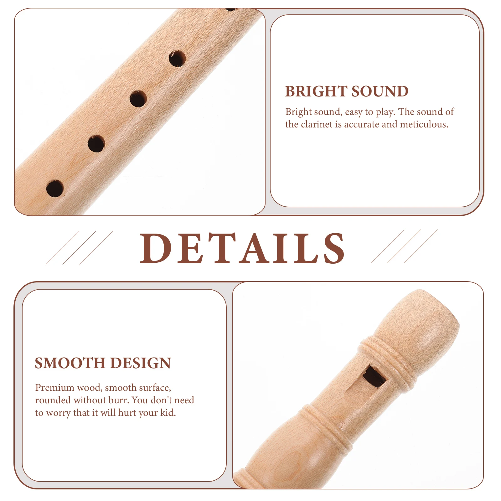 

6 Holes Kids Clarinet Children Musical Instrument Educational Wind Soprano Recorder Student Practice Wood Flute For Boys Girls