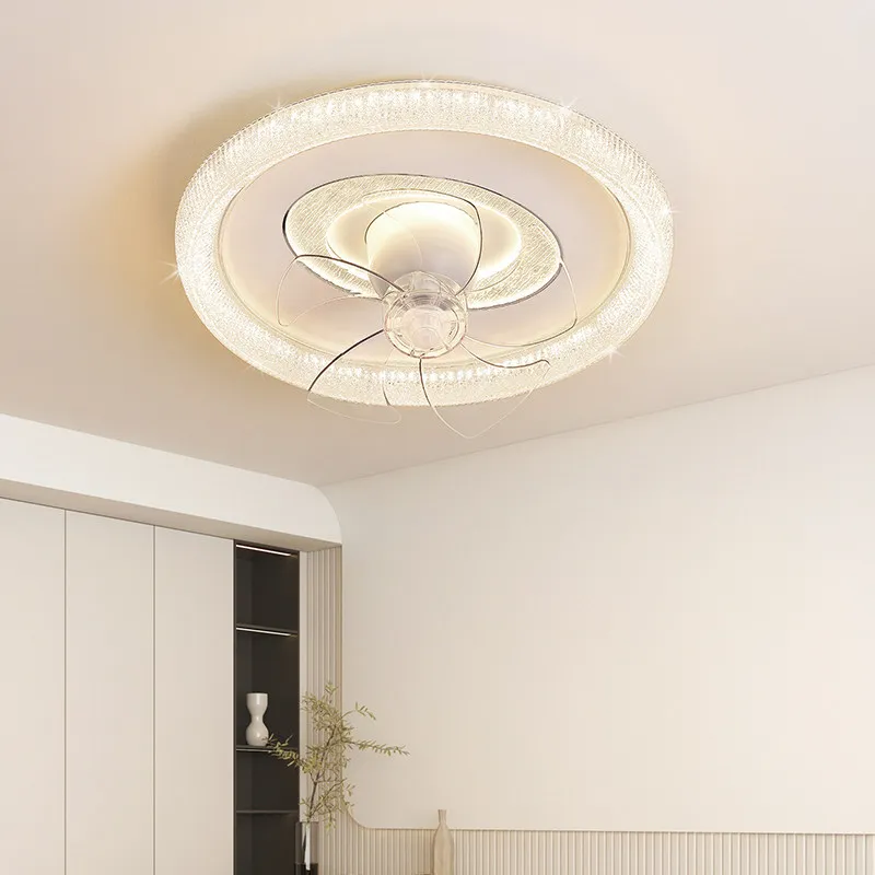Bedroom ceiling light shaking fan New modern simple luxury crystal household room ceiling fan light