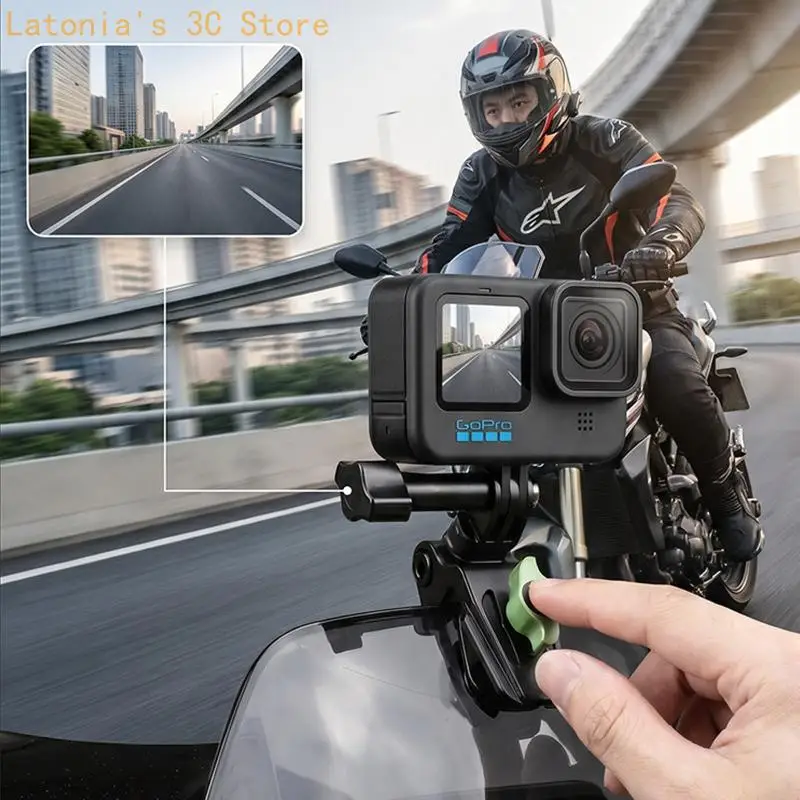 2-Prong-Kamerahalterung für Action6/5Pro für 1–8 mm Klemmung an Windschutzscheibenkanten, verstellbare Kamerahalterungen aus – Detail 5