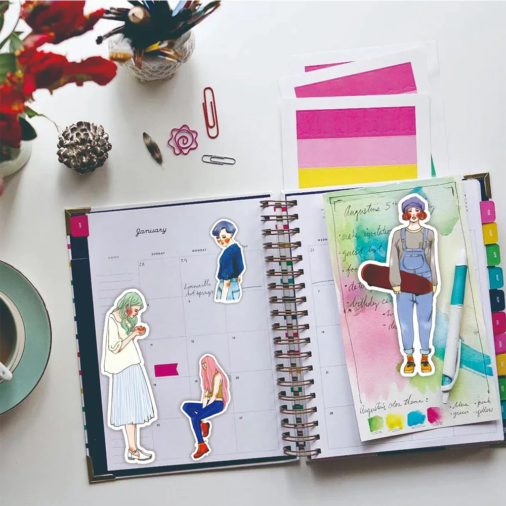 10/30/59 قطعة لطيف أنيمي موضة خلع الملابس فتاة ملصقات الجمالية DIY بها بنفسك سكرابوكينغ الهاتف المحمول الكرتون الإبداعية الشارات الديكور #4