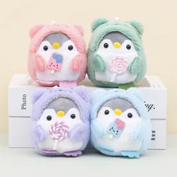 Cute Penguin hold icecream doughnut Doll Key Chain Girl Cartoon Car Creative Plush Key Chain Kawaii Lady Bag Accessories