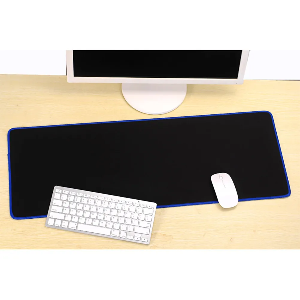 Pc Laptop Large Gaming Mouse Pad Keyboard Mat Pad Extended Anti-Slip Black Blue Edge Ultra Smooth Surface Accurate