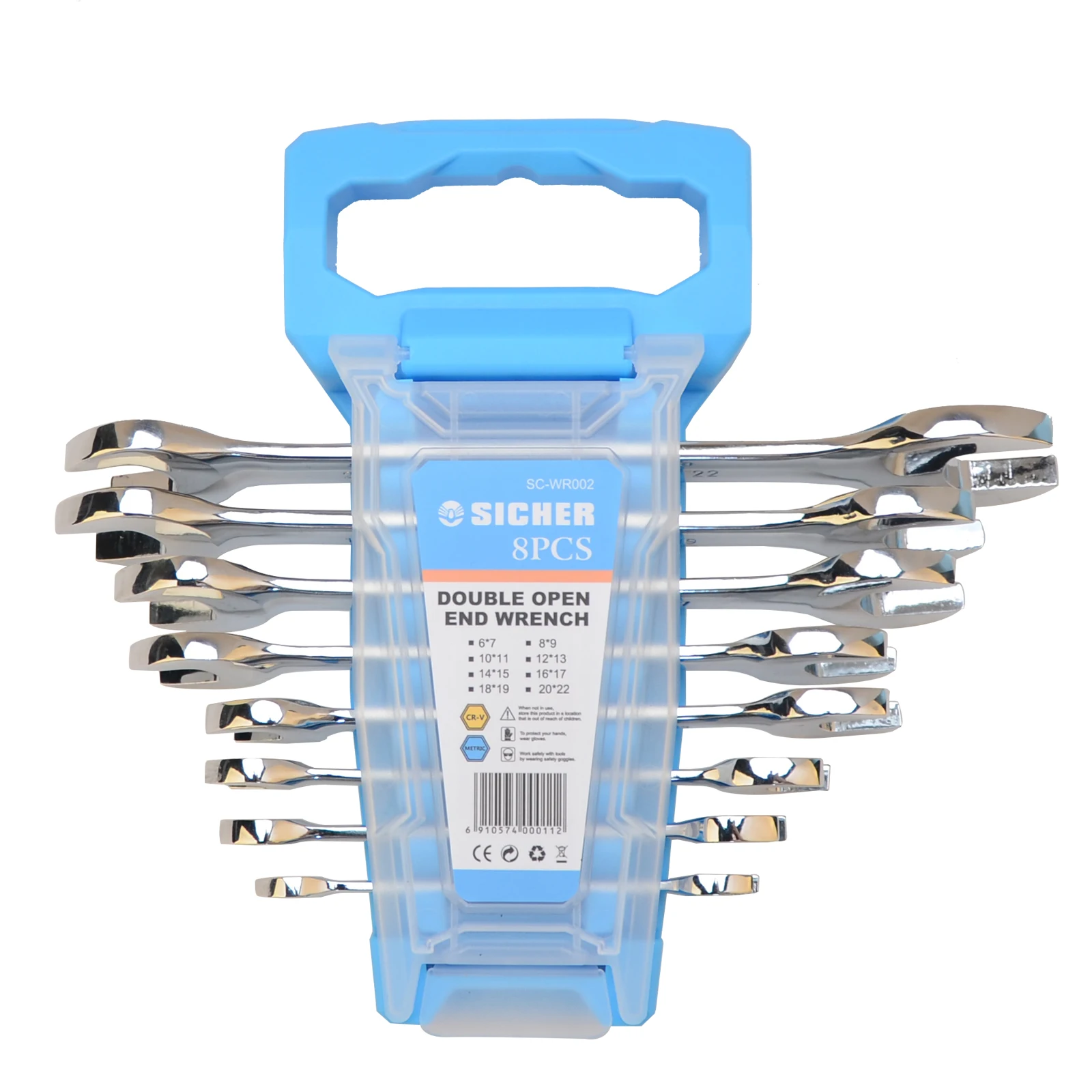 

8PCS Double Open End Wrench Set, Chrome Vanadium Steel Metric 6x7-20x22mm Flare Nut Wrench for Car/Bike Repair with Storage Rack