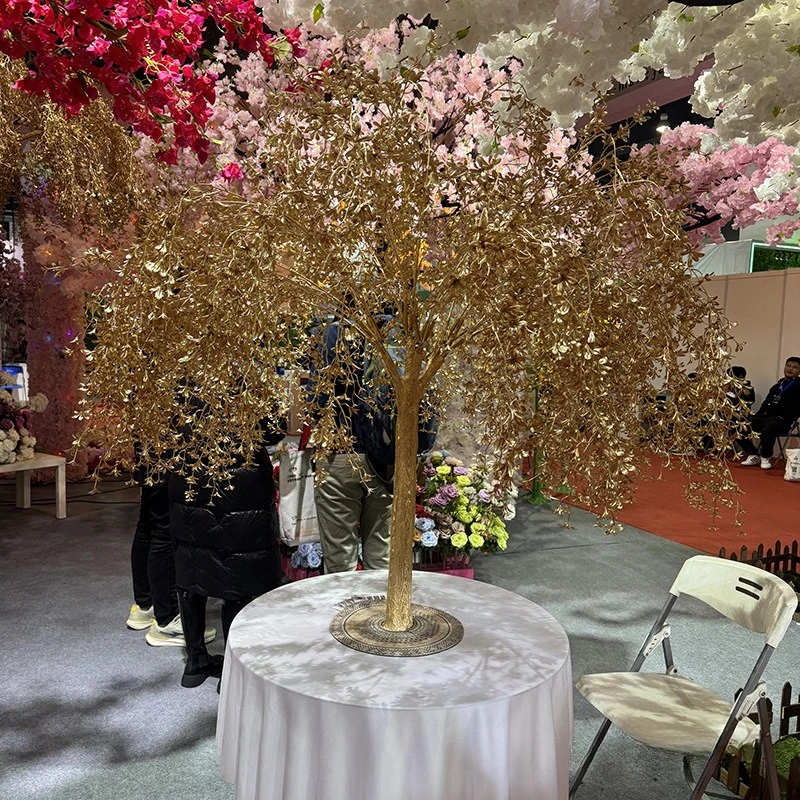 

Artificial flower tree wedding golden flower hotel soft decoration landscaping golden spring flower fortune tree
