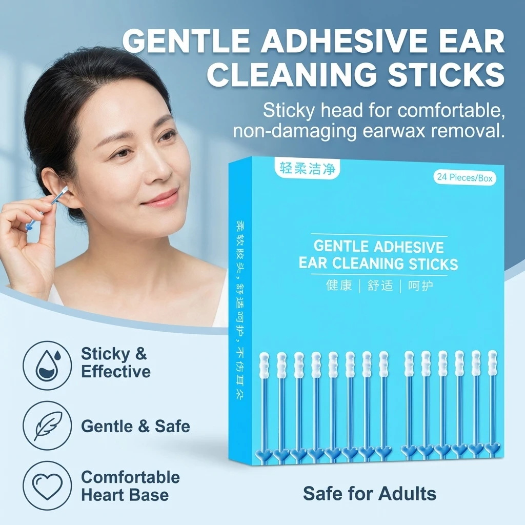 Earwax Removal Sticks Soft Rubber Tip Washable Sticky Reusable Ear Cleaning Tool Safe Comfortable Ear Care tools