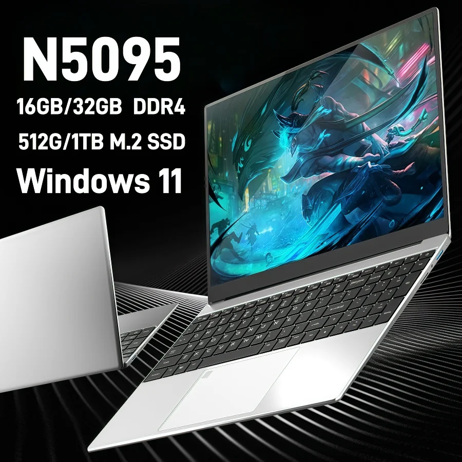 15.6 "intel n5095 laptops para jogos computador portátil notebook pc 16gb 32gb ddr4 512gb 1tb ssd windows11 ips teclado retroiluminado ofertas
