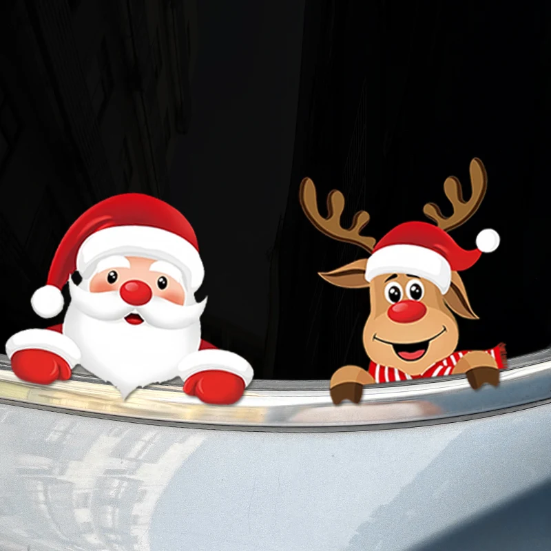 

Рождественский олень Санта-Клаус автомобильные наклейки водостойкие авто заднее лобовое стекло окно кузов прочные виниловые наклейки праздничное украшение